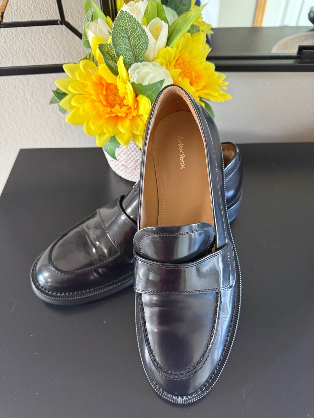 & Other Stories Black Leather Penny Loafers